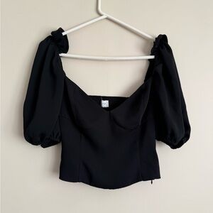 Aritzia Black Puff Sleeve Blouse